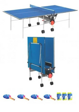 Tavolo Ping Pong Training Indoor Blu COD.C-113I Garlando con 4 Racchette e 18 Palline In Omaggio - TIMESPORT24