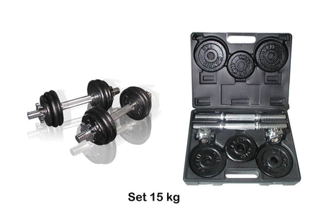 Valigetta Pesi Ghisa 15 KG. (2 Manubri + Dischi 8x1 kg + 4x0,75 kg) COD. VAL-15DGN Linea Toorx - TIMESPORT24