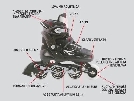 Pattini in Linea FIREWHEEL PRO Nero taglia M cod.GRG-029 (dal 34 al 37) Nextreme - TIMESPORT24