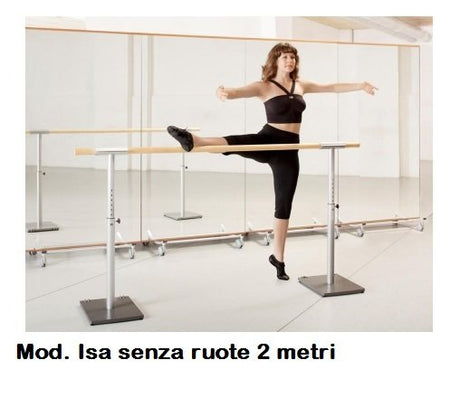 Sbarra Danza Mod.isa Senza Ruote - Base In Acciaio Mobile Con 1 Sbarra In Legno Da 2 Metri E Altezze Regolabili - Cod.30591122 Dinamica Ballet - TIMESPORT24