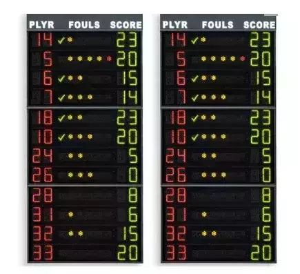 Coppia Di Pannelli Laterali (guanciali), 120x260x11,5cm Visualizzano Il N.ro Di Maglia, I Falli/penalità Ed I Punti Dei 12 Giocatori Delle 2 Squadre. Omologato Fiba Cod.fs-412c Art.260c - TIMESPORT24
