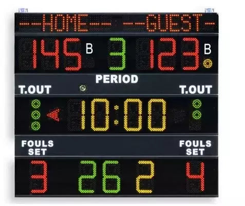 Tabellone Elettronico Segnapunti 200x180x9cm. Omologato Fiba - Versione Con Scritte Fisse: Locali-ospiti Indicato Per Pallacanestro (basket), Calcio A 5 (futsal), Pallavolo (volley), Tennis.  - TIMESPORT24