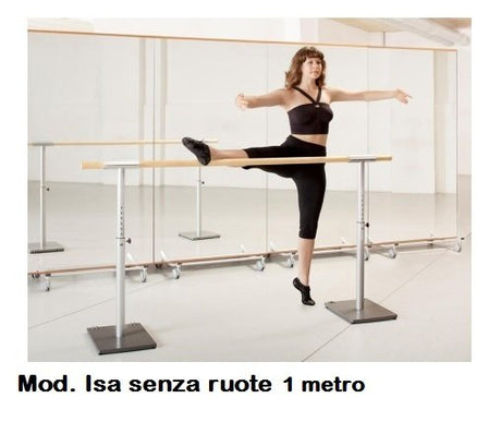 Sbarra Danza Mod.isa Senza Ruote - Base In Acciaio Mobile Con 1 Sbarra In Legno Da 1 Metro E Altezze Regolabili - Cod.30591124 Dinamica Ballet - TIMESPORT24