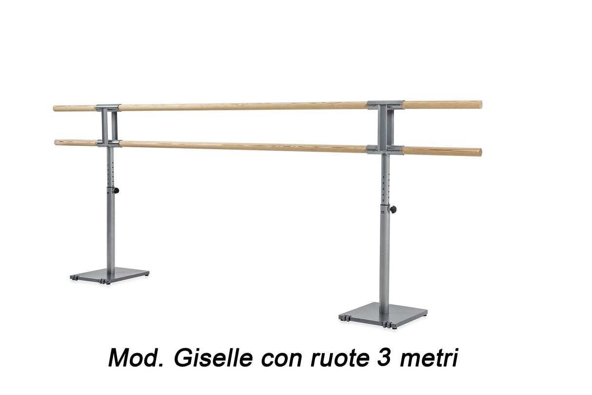 Sbarra Danza Mod.giselle Con Ruote Base In Acciaio Mobile Con Doppia Sbarra Da 3 Metri - 10 Altezze Regolabili Cod.30591921 Dinamica Ballet - TIMESPORT24
