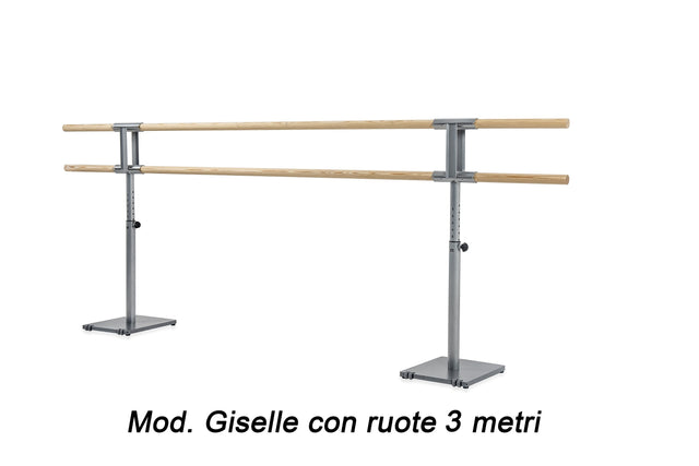Sbarra Danza Mod.giselle Con Ruote Base In Acciaio Mobile Con Doppia Sbarra Da 3 Metri - 10 Altezze Regolabili Cod.30591921 Dinamica Ballet - TIMESPORT24