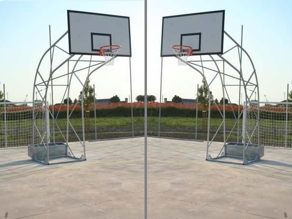 Ab1300/2 1 Coppia Impianto Basket Olimpionico Sbalzo 220 Cm Traliccio con Ruote e Porta-Zavorra