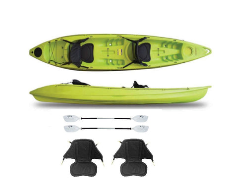 FEEL FREE KAYAK ROAMER 2 POSTI CANOA DA 377 CM 2 + 1 POSTI + 2 PAGAIE 215 CM + 2 SEGGIOLINI COL. VERDE LIME - TIMESPORT24