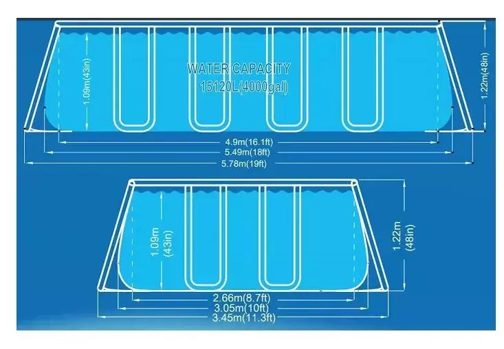 Piscina Rettangolare 549 X 305 X 122 Cm Con Pompa A Sabbia Da 3785l , Scala Sicurezza, Telo Base E Telo Copertura 17728-1eu - TIMESPORT24
