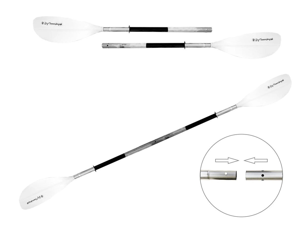 Paddle Divisible Into 2 Pieces - Length 220 Cm Aluminum Big Mama Kayaks And Canoes