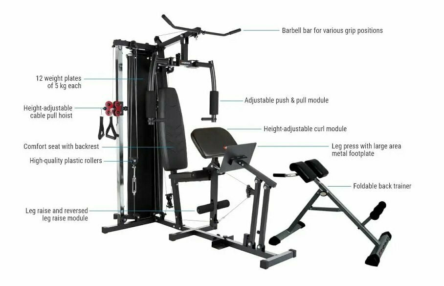 Ferrum Tx4 Stazione Multifunzione - Pacco Pesi 60 Kg - Dimensioni 210 X 120 X 198 Cm Inclusa Panca Backtrainer Cod.9039 - TIMESPORT24