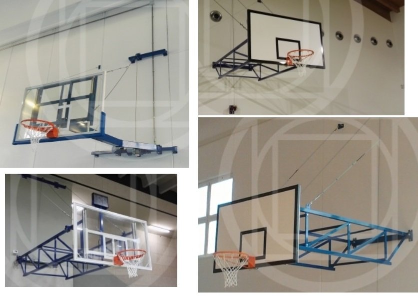 Ab1302/t 1 Coppia Di Impianto Basket Trasportabile - Sbalzo 165 Cm CERTIFICATO A NORMA UNI EN 1270