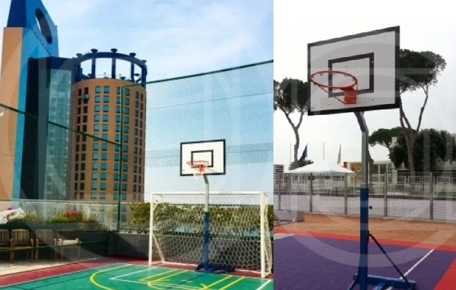 Ab1298/2 Colonna Basket Altezza Regolabile 225 - 305 Cm - Con Tabellone In Resina Per Esterno