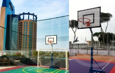 Ab1298/2 Basketball Column Adjustable Height 225 - 305 Cm - With Resin Backboard For Outdoor 