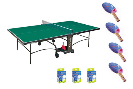 Tavolo Ping Pong Advance Indoor Verde COD.C-276I Garlando con 4 Racchette Thunder e 18 Palline In Omaggio - TIMESPORT24