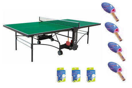 Tavolo Ping Pong Master Indoor Verde COD.C-372I Garlando con 4 Racchette e 18 Palline In Omaggio - TIMESPORT24