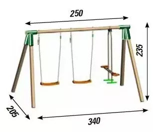 Set Nin Altalena Giochi In Legno : 2 Altalene + Cavalluccio- Altezza 235 Cm Cod.als1345 - TIMESPORT24