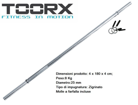 Bilanciere Cromato 180 cm. Chiusura Molla Linea Toorx cod. BCF-180 - TIMESPORT24