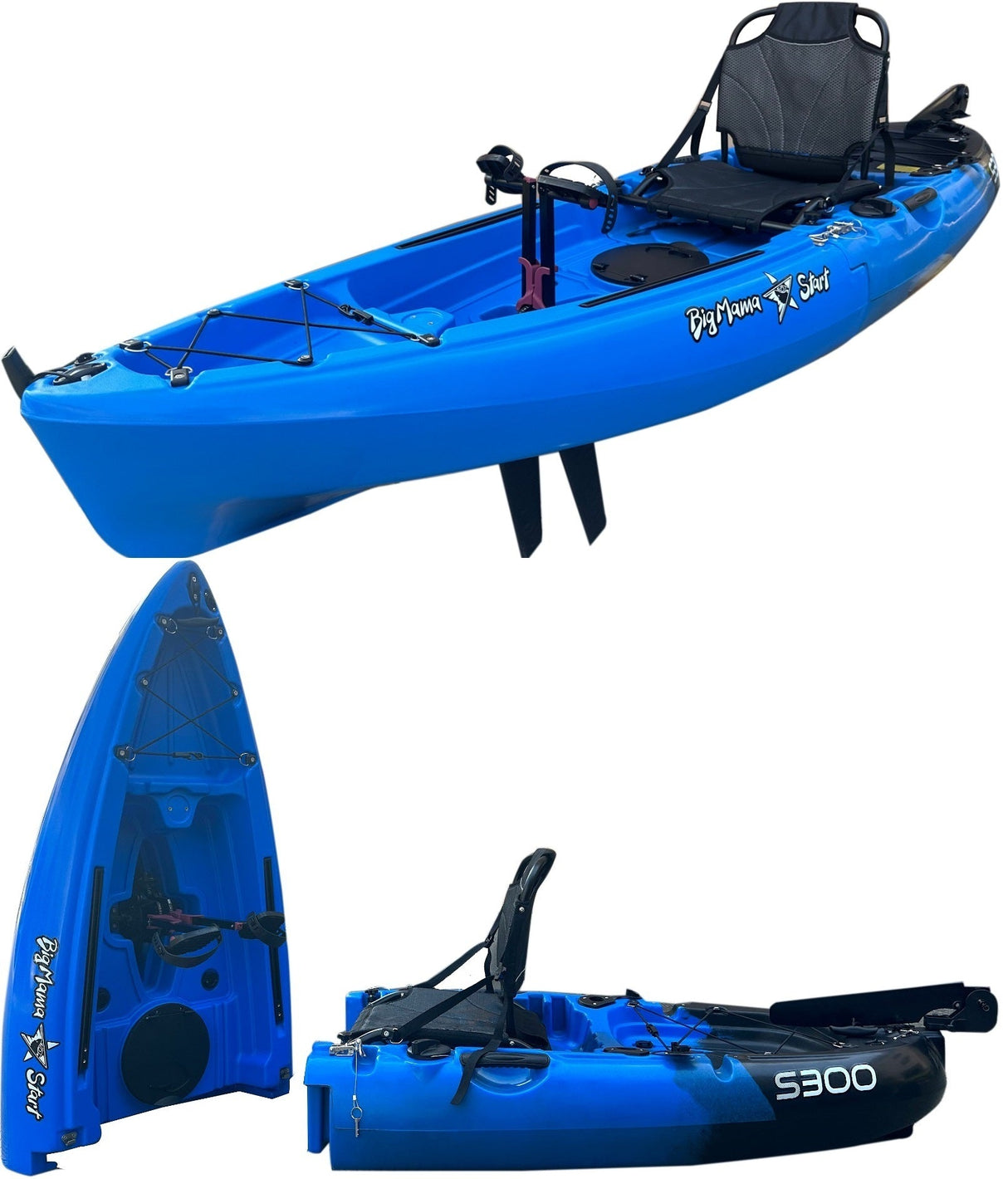 Kayak divisibile a pedali con pinne BIG MAMA START S300 colore blu - TIMESPORT24