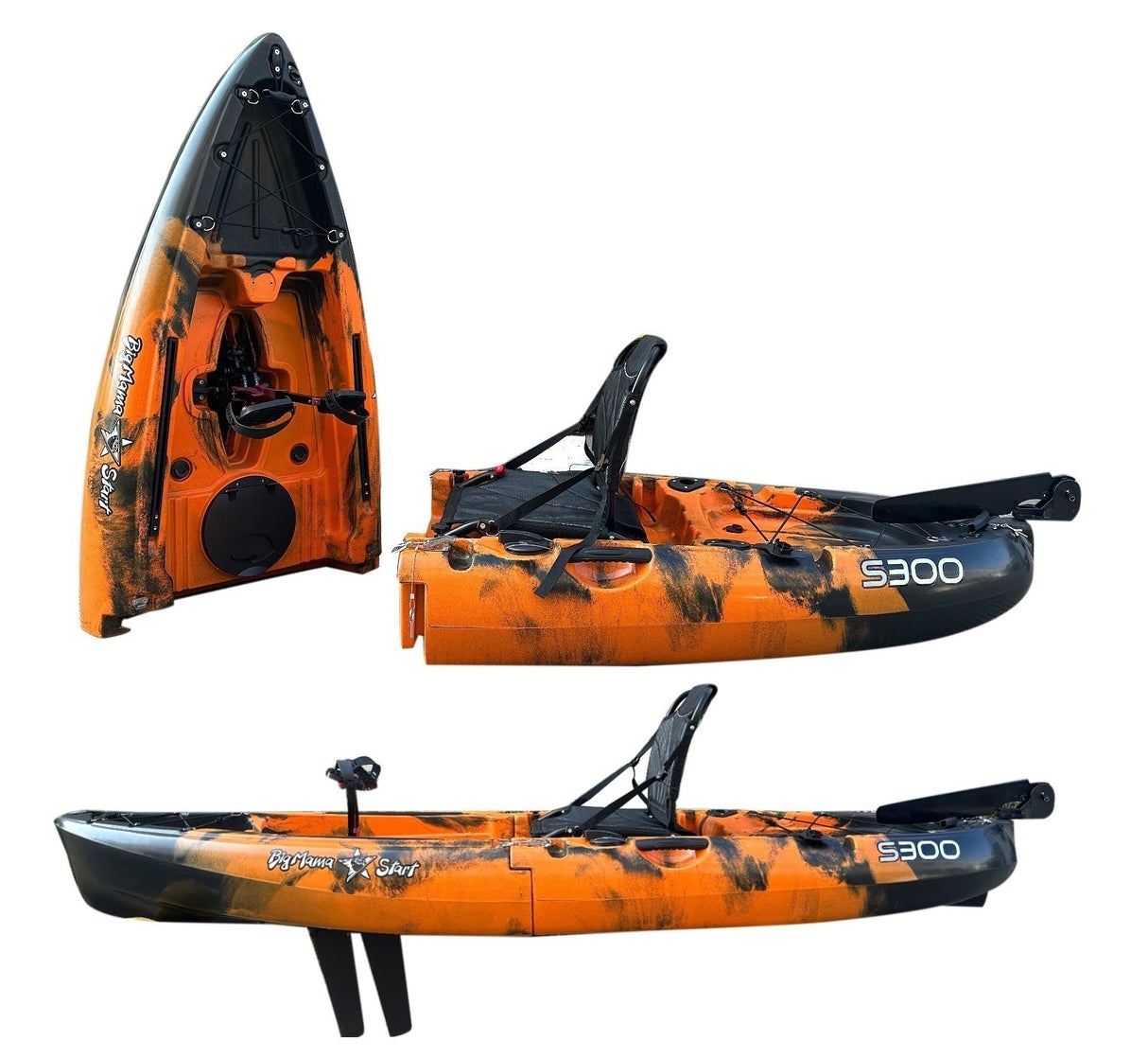 Kayak divisibile a pedali con pinne BIG MAMA START S300 colore Olive
