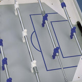 G 500 Weatherproof blue football table with protruding rods, Garlando glass playing surface with feet + 50 balls and free waterproof cover 