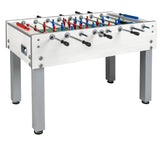 G 500 Weatherproof white football table with protruding rods Garlando glass game surface with free 50 balls + waterproof cover + feet 
