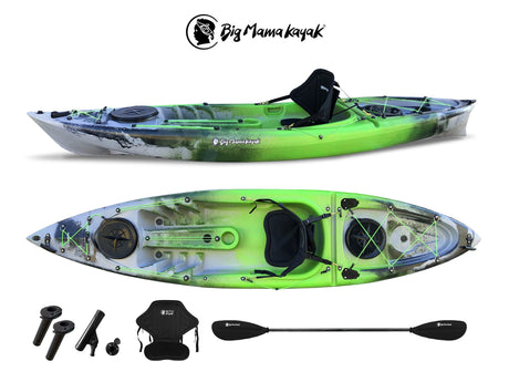 ACQUAPRIMA FISHING LIMITED EDITION BIG MAMA KAYAK - 310 CM SINGLE-SEAT CANOE + 2 LOCKER + 3 ROD HOLDER + 1 SEAT + 1 PADDLE (FULL PACK) 