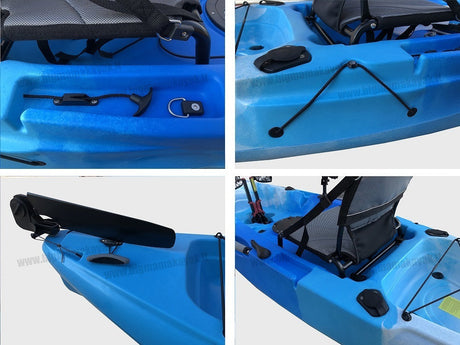 Kayak Idrofin 370 Bull Kayak Con Sistema Di Pedali A Pinne + Timone + 2 Gavoni + 5 Portacanne + Seggiolino + Pagaia col. MILITARY