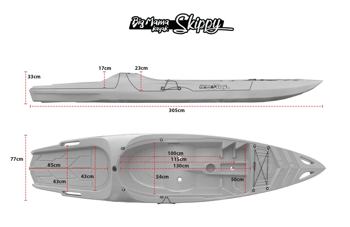 KAYAK MONOPOSTO SKIPPY 2.0 EXPEDITION BIG MAMA KAYAK CANOA 305 CM 1 POSTO ADULTO + 1 POSTO BAMBINO + 1 SEGGIOLINO (PACK 2) - TIMESPORT24