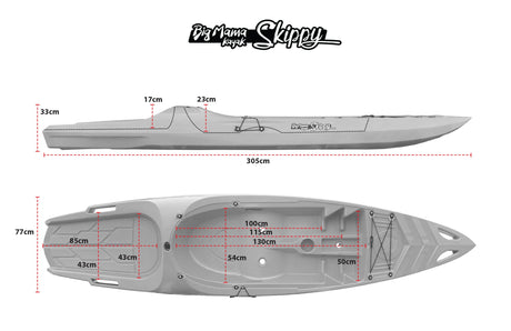 KAYAK MONOPOSTO SKIPPY 2.0 EXPEDITION BIG MAMA KAYAK CANOA 305 CM 1 POSTO ADULTO + 1 POSTO BAMBINO + 1 SEGGIOLINO (PACK 2) - TIMESPORT24