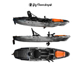 BIG MAMA PEDAL KAYAK TRIKEN 330 - SINGLE-SEAT FISHING CANOE WITH 4 ROD HOLDERS, 2 LOCKERS, RUDDER, PEDAL SYSTEM, RAISED SEAT, 11 SLIDING BARS ver. orange lid 