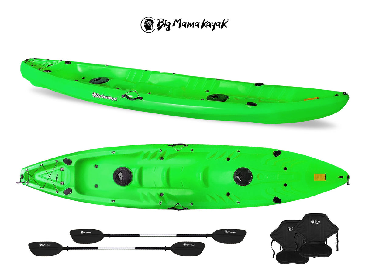Canoa FAMILY Big Mama Kayak - 2 + 2 Posti 410 Cm + 2 Pagaie + 2 Seggiolini + 2 Gavoni + 2 Portacanne (FULL PACK)