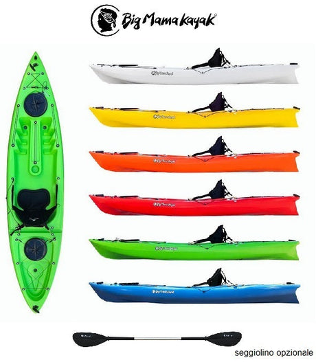 ACQUAPRIMA BIG MAMA KAYAK - CANOA MONOPOSTO DA 310 CM + 2 GAVONE + 1 SEGGIOLINO + 1 PAGAIA (FULL PACK) - TIMESPORT24