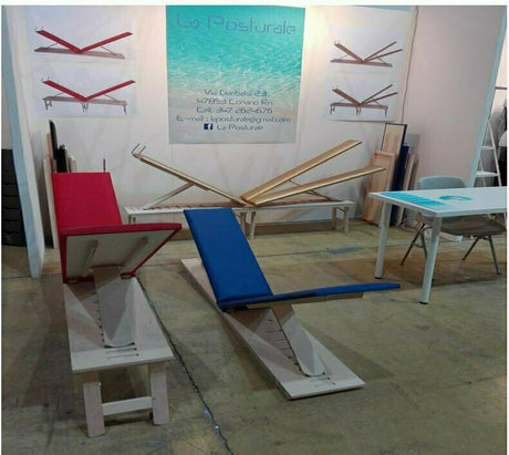 Postural Bench Version with Legs for Muscle Stretching - Open Dimensions 210 X 30 H 43/151 Cm (red) 