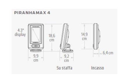 Humminbird Piranha Max 4di Ecoscandaglio - Display Colori - Retroilluminazione Led - Alimentazione:10.8-20 Vdc Cod.jh-pm4di (410160-1) - TIMESPORT24