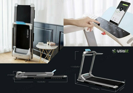 Super Soft Urban Fit Treadmill Slim Foldable Compact In Just 21 Cm - Speed. 14km/h Self-lubricating - Super Cushioned Bluetooth Version Compatible Zwift And Kinomap Running belt: 125 x 43 cm Speed ​​from 1 to 14 km/h. Maximum weight 100 kg 