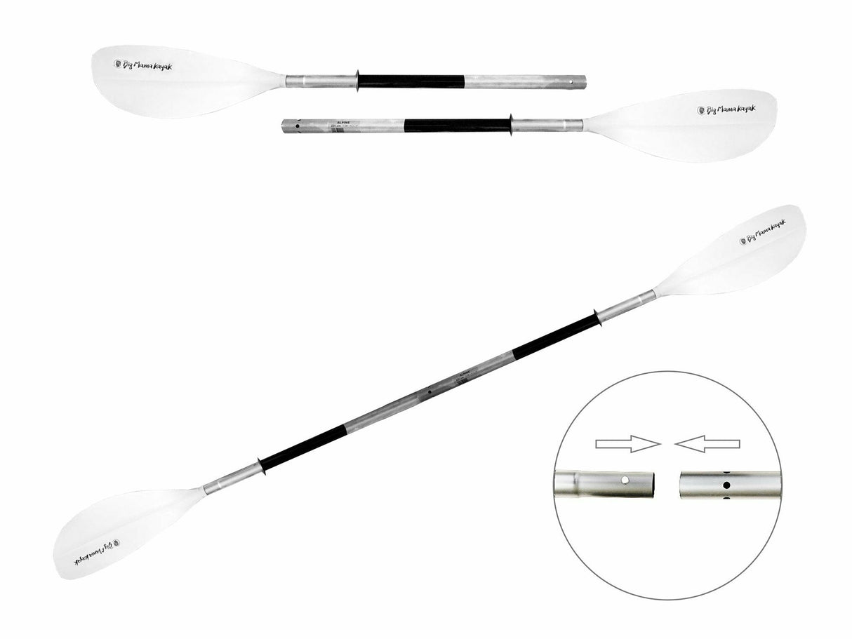 Paddle Divisible Into 2 Pieces - Length 220 Cm Aluminum Big Mama Kayaks And Canoes
