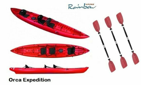 Rainbow Orca Expedition - Canoa Sit On Top 3 Posti 420 Cm + Gavoni + 3 Sedili + 3 Pagaie - TIMESPORT24