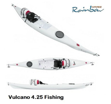 Rainbow Vulcano 4.25 Expedition Fishing - Canoa Sit On Top 425 Cm + Gavone + 2 Portacanne + Schienale + Contenitore Stagno - TIMESPORT24