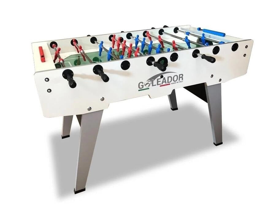 Calcio Balilla Goleador White con Aste Uscenti, Gambe Pieghevoli - Piano di Gioco in Vetro- biliardino Garlando cd. SC804752 - TIMESPORT24