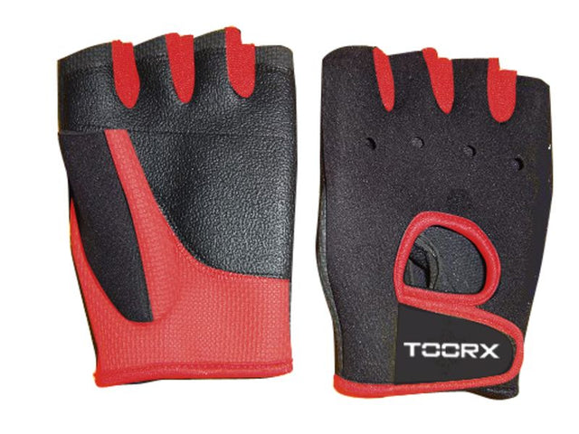 Guanti in Neoprene, Lycra Pelle Scamosciata - Taglia XL - Nero-Rosso Linea Toorx AHF-042 - TIMESPORT24