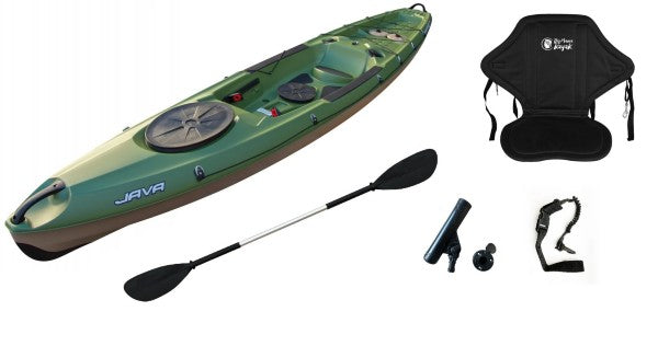 Bic Sport Kayak Canoe Java Fishing Green (length 410 cm) Code 100097 + 1 Paddle + 1 Seat + 1 Adjustable Rod Holder + 1 Leash + 2 Internal Rod Holders 